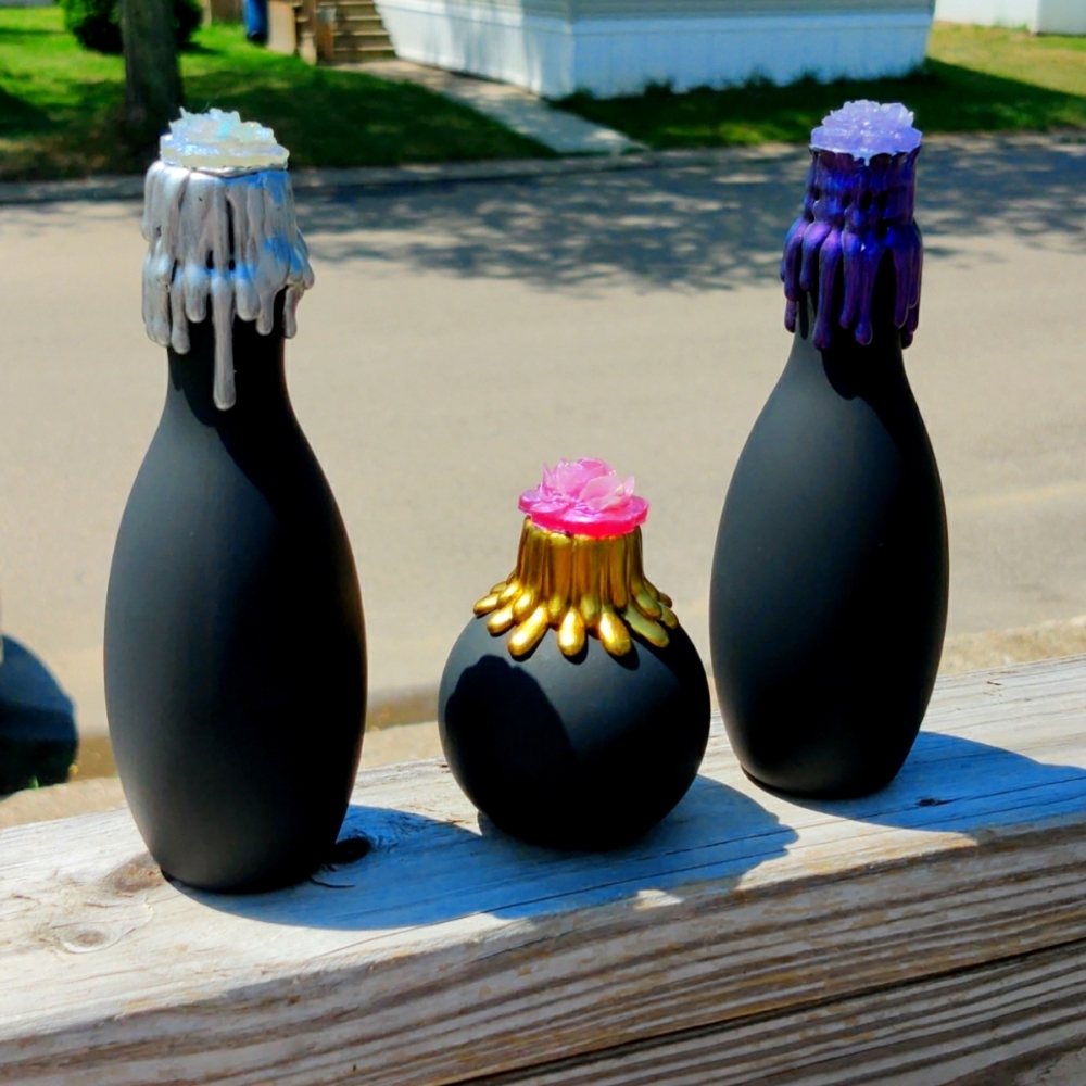 Hand-made decorative bottles set of 3